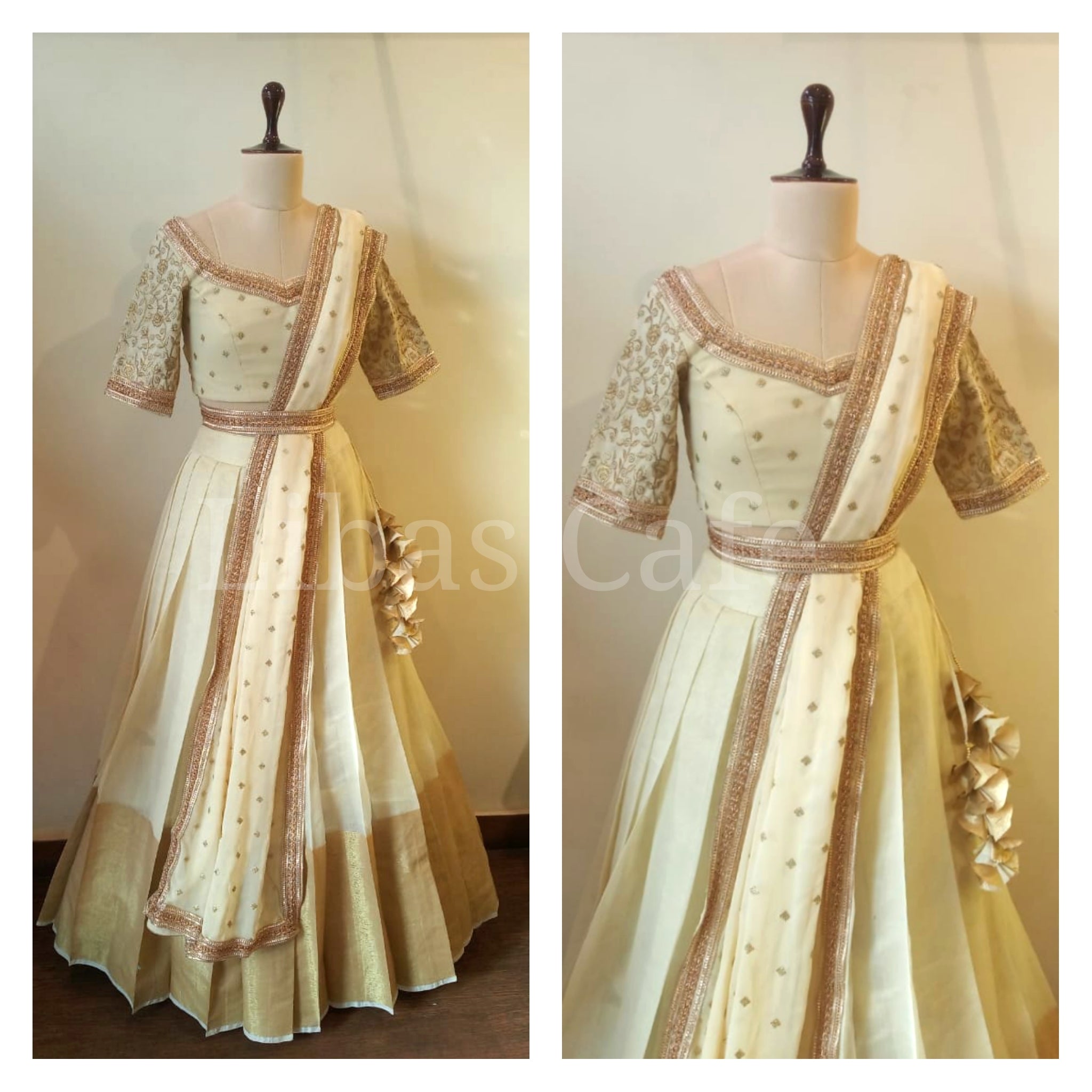 Ivory Embroidered Chanderi Lehenga